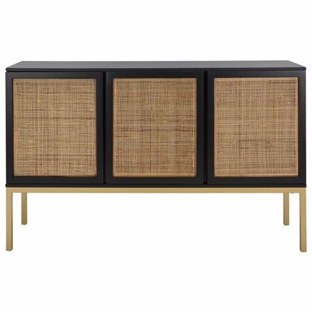 SAFAVIEH Zadie 2 Shelf Rattan Sideboard Black & Natural MED5010A